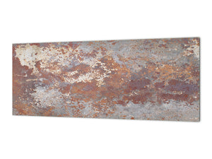 Stunning glass wall art  - Wide format wall backsplash Rusted textures Series: Rusted metal