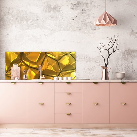 Design glass backsplash - Tempered Glass splashback - Golden Waves Series: Gold bars