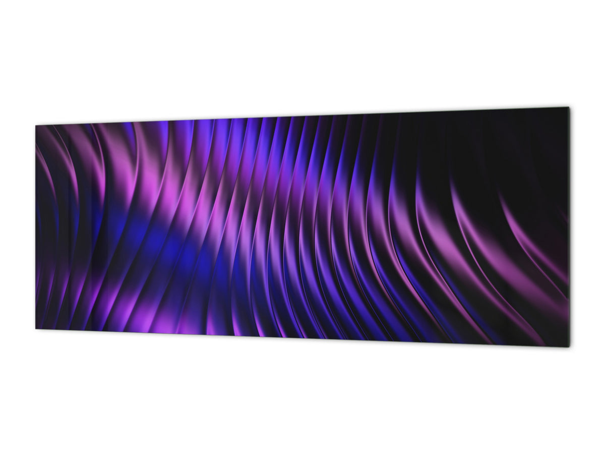 Contemporary glass kitchen panel - Wide format wall backsplash with or without magnetic properties - Colourful Variety Series: Purple fabric 1