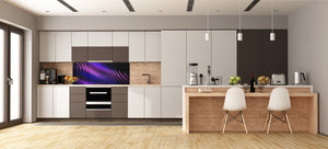 Contemporary glass kitchen panel - Wide format wall backsplash with or without magnetic properties - Colourful Variety Series: Purple fabric 1