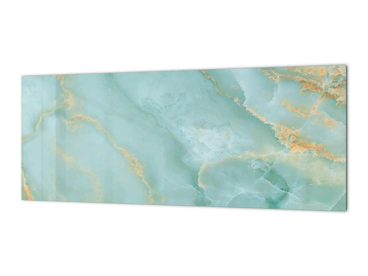 Design glass backsplash - Tempered Glass with or without magnetic properties Marbles 1 Series: Turqouise onyx pattern
