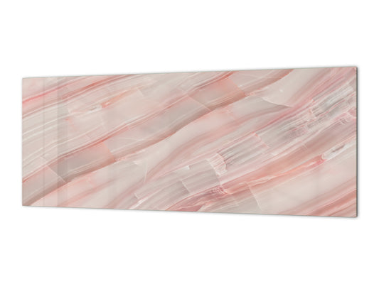 Panel de cocina de vidrio contemporáneo - Salpicadero de pared de gran formato Serie Mármoles 2: Mármol rosa Carrara 