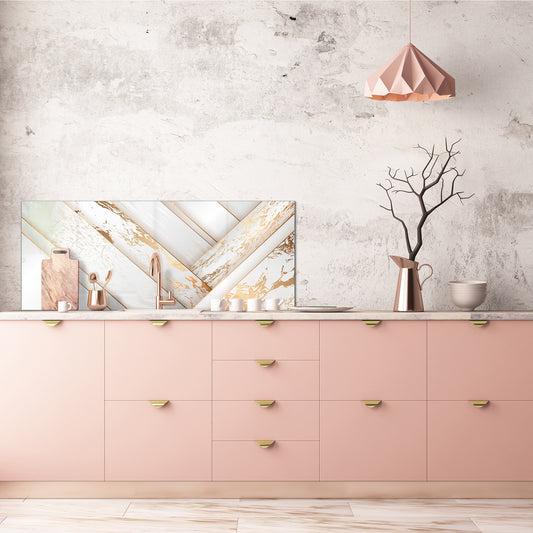 Stylish glass backsplash - Photo glass upstand w/wo magnetic properties - Decorative Surfaces Series: Luxury white panels