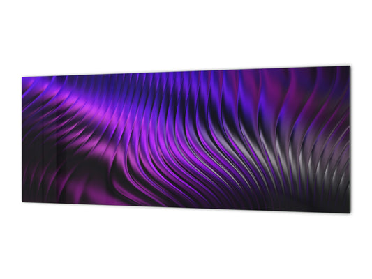 Contemporary glass kitchen panel - Wide format wall backsplash with or without magnetic properties - Colourful Variety Series: Purple fabric 2