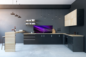 Contemporary glass kitchen panel - Wide format wall backsplash with or without magnetic properties - Colourful Variety Series: Purple fabric 2