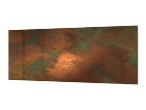 Special order for Keren: Stunning glass wall art  - Wide format wall backsplash Rusted textures Series: Oxidized copper with green accents