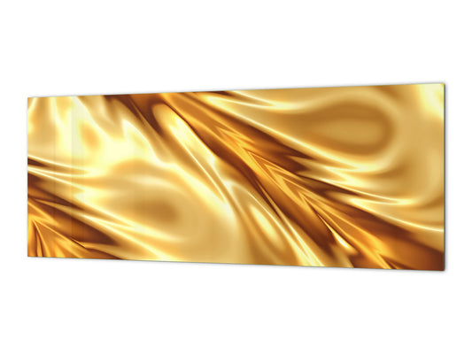 Design glass backsplash - Tempered Glass splashback - Golden Waves Series: Luxury fabric 2
