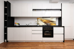 Design glass backsplash - Tempered Glass splashback - Golden Waves Series: Golden spike