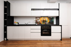 Wide format Wall panel - Design backsplash - Abstract Graphics Series: Ring of fire