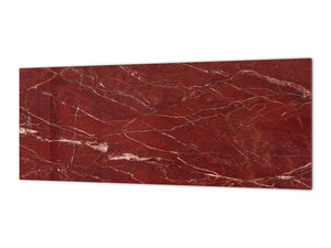 Contemporary glass kitchen panel - Wide format wall backsplash Marbles 2 Series: Polished red mineral