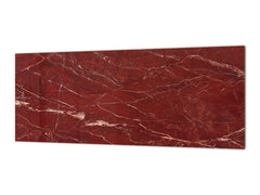 Contemporary glass kitchen panel - Wide format wall backsplash Marbles 2 Series: Polished red mineral