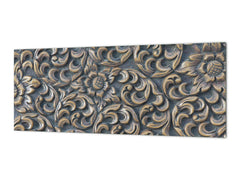 Stylish glass backsplash - Photo glass upstand w/wo magnetic properties - Decorative Surfaces Series: Wooden flowers