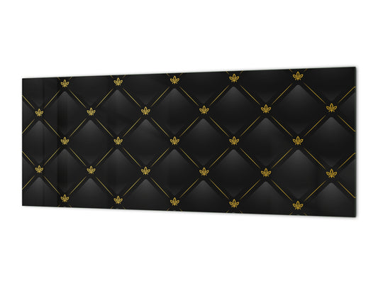 Stylish glass backsplash - Photo glass upstand w/wo magnetic properties - Decorative Surfaces Series: Vector black leather background