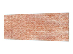 Toughened printed glass backsplash - Kitchen wall panel: Textures and tiles 1 Series Oxidized copper ornament: Vintage red brick texture