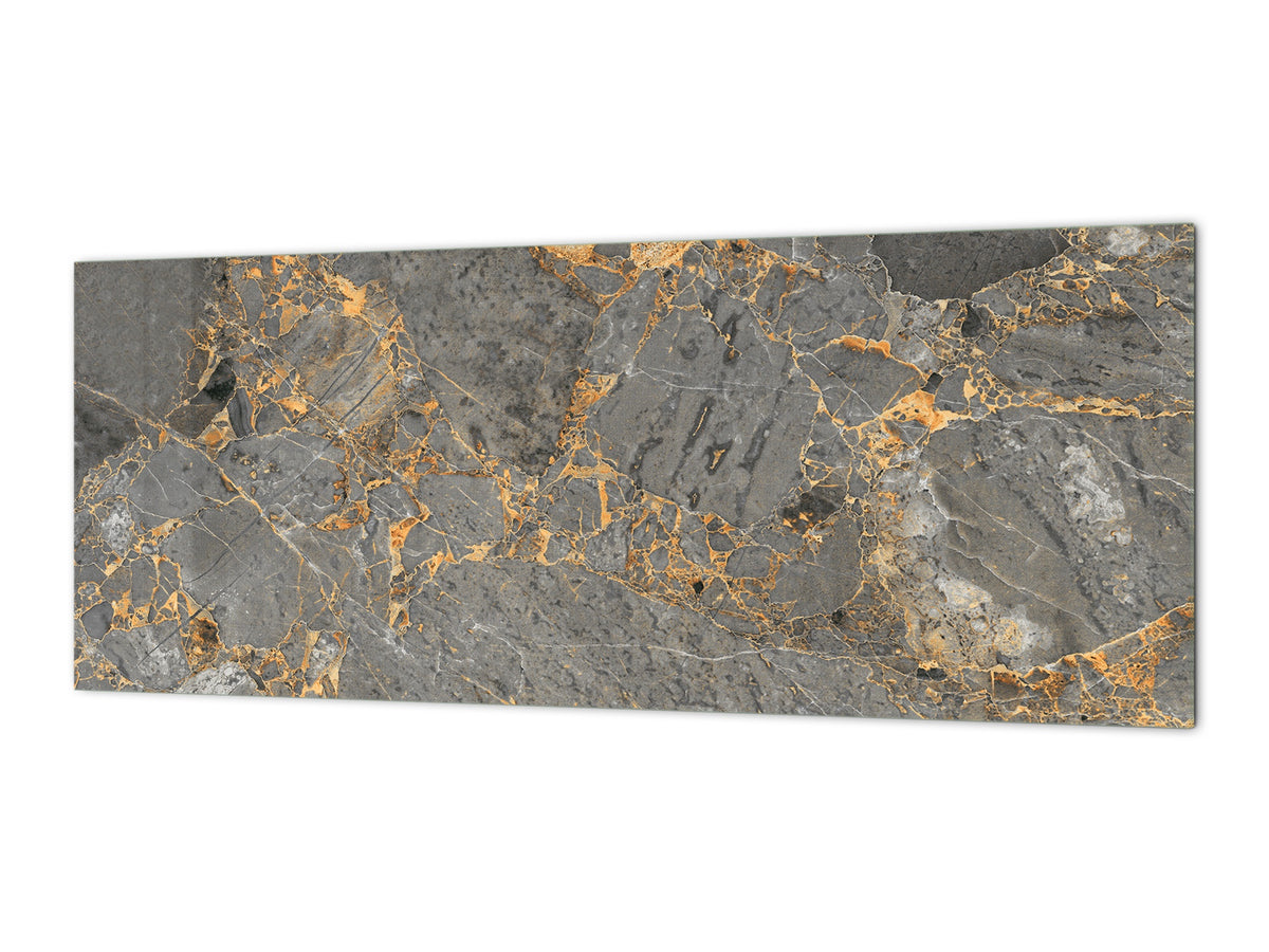 Design glass backsplash - Tempered Glass with or without magnetic properties MBBS16 - Marbles 1 Series Luxurious dark grey marble