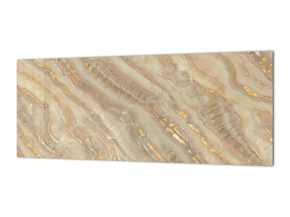 Design glass backsplash - Tempered Glass with or without magnetic properties Marbles 1 Series: Golden mineral