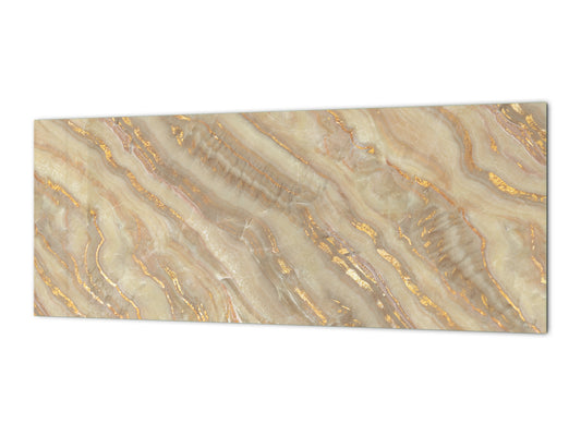 Design glass backsplash - Tempered Glass with or without magnetic properties Marbles 1 Series: Golden mineral
