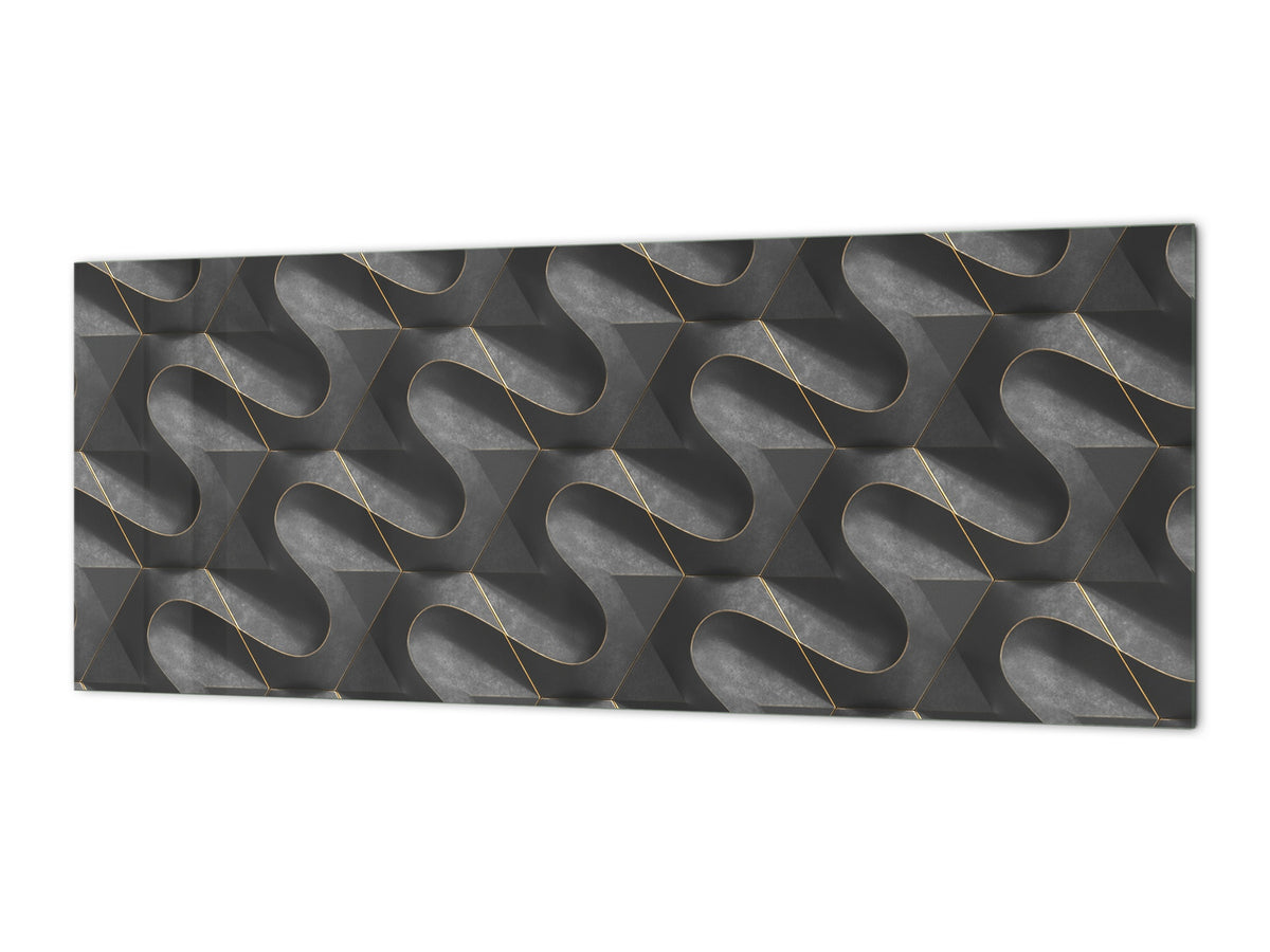 Stylish glass backsplash - Photo glass upstand w/wo magnetic properties - Decorative Surfaces Series: Black waves