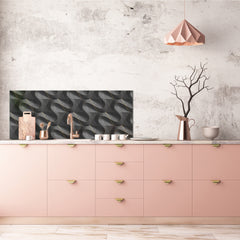 Stylish glass backsplash - Photo glass upstand w/wo magnetic properties - Decorative Surfaces Series: Black waves