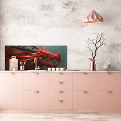 Wide format Wall panel - Design backsplash - Abstract Graphics Series: Fierce dragon
