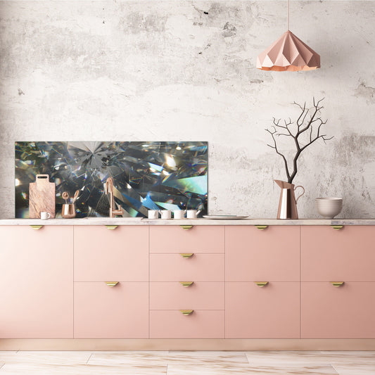 Stylish glass backsplash - Photo glass upstand w/wo magnetic properties - Decorative Surfaces Series: Diamond shapes