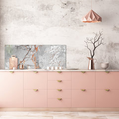 Contemporary glass kitchen panel - Wide format wall backsplash Marbles 2 Series: Glossy slab marble texture