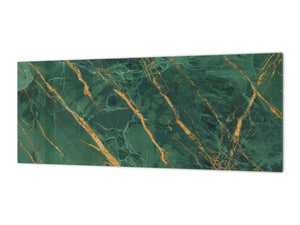 Design glass backsplash - Tempered Glass splashback with or without magnetic properties - Marbles 1 Series Green marble with golden veins 2