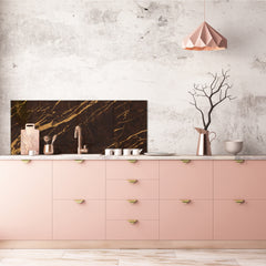 Contemporary glass kitchen panel - Wide format wall backsplash Marbles 2 Series: Abstract brown
