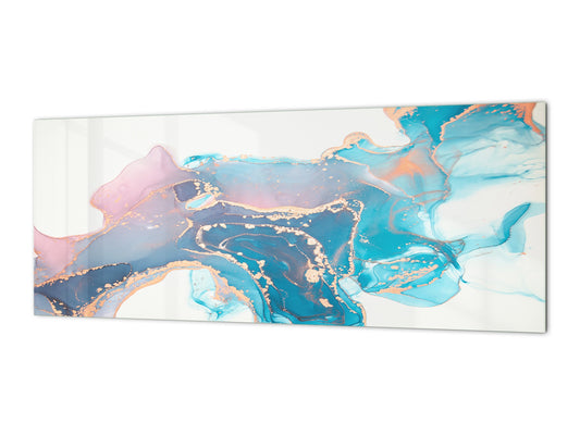 Contemporary glass kitchen panel - Wide format wall backsplash Colourful abstractions Series: Abstract fluid art