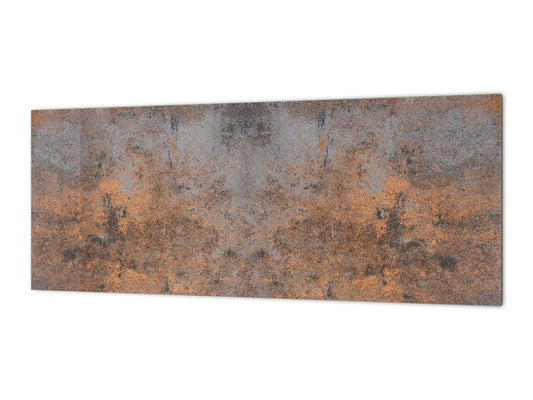 Stunning glass wall art  - Wide format wall backsplash Rusted textures Series: Rusty rock stone