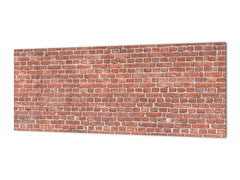 Toughened printed glass backsplash - Kitchen wall panel: Textures and tiles 1 Series Oxidized copper ornament: Classic red brick pattern