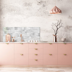 Toughened printed glass backsplash - Kitchen wall panel: Textures and tiles 1 Series Oxidized copper ornament: Grey irregularity 2