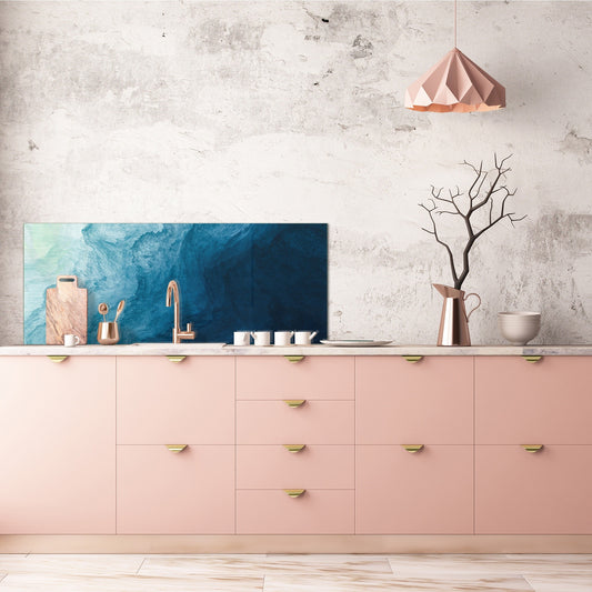 Stunning glass wall art  - Wide format wall backsplash Rusted textures Series: Thorny waves