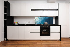 Stunning glass wall art  - Wide format wall backsplash Rusted textures Series: Thorny waves