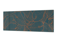 Printed glass horizontal splashback -  Tempered Glass Wall Panel Cities Series BBS22:  Vintage leaves and patterns Series: Abstract leaves