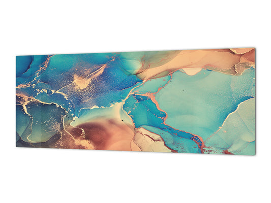 Contemporary glass kitchen panel - Wide format wall backsplash Colourful abstractions Series: Modern fluid art