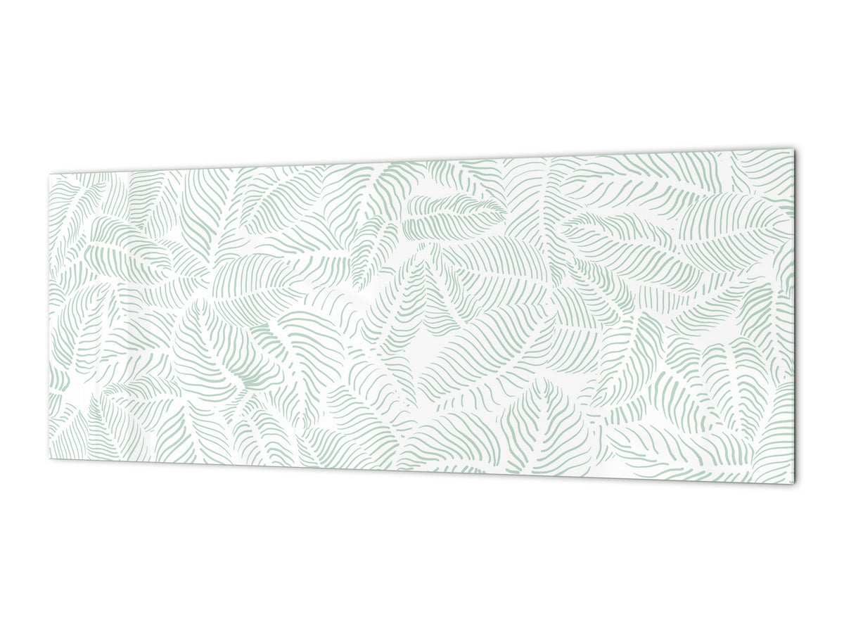 Printed glass horizontal splashback -  Tempered Glass Wall Panel Cities Series BBS22:  Vintage leaves and patterns Series: Abstract leave background