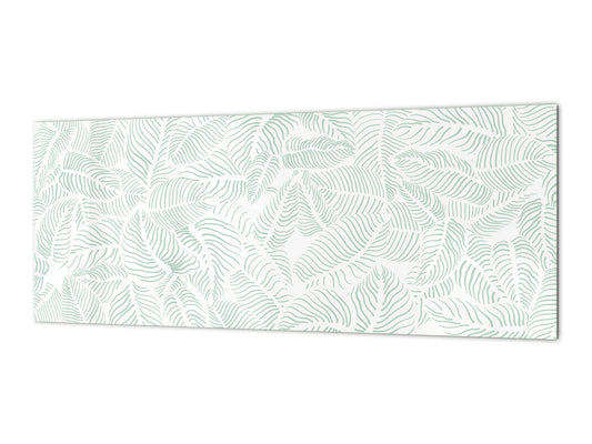 Printed glass horizontal splashback -  Tempered Glass Wall Panel Cities Series BBS22:  Vintage leaves and patterns Series: Abstract leave background