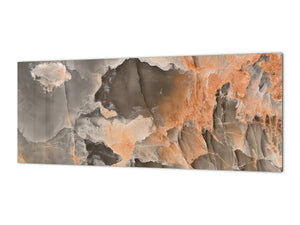 Contemporary glass kitchen panel - Wide format wall backsplash Marbles 2 Series: 3D marble wall