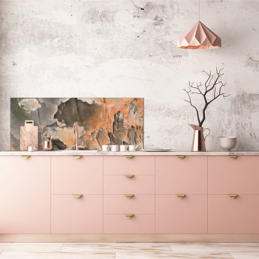 Contemporary glass kitchen panel - Wide format wall backsplash Marbles 2 Series: 3D marble wall