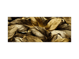 Stunning glass wall art - Wide format kitchen backsplash with and without metal back-coating - Tropical Leaves Series: Precious leaves