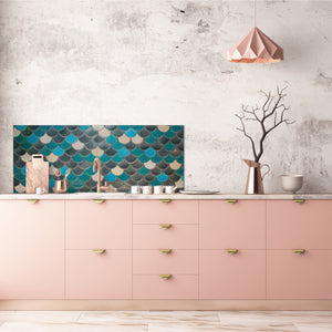 Wide format Wall panel - Design backsplash BBS21: Textures and tiles 2 Series: Fish scales pattern