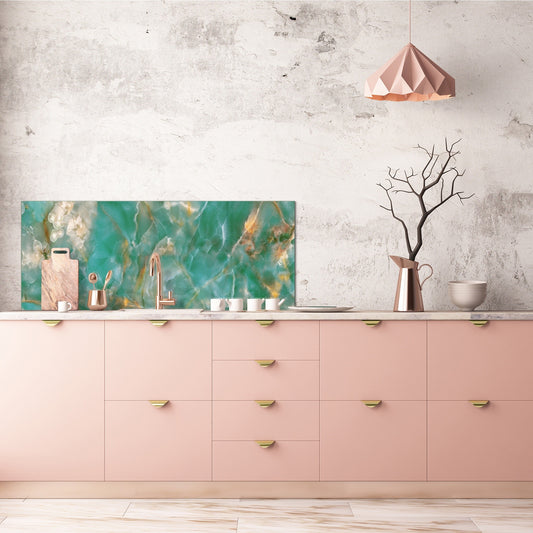 Design glass backsplash - Tempered Glass with or without magnetic properties Marbles 1 Series Green onyx