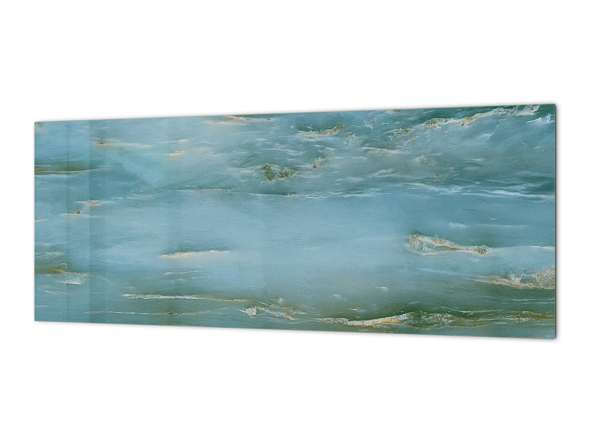 Contemporary glass kitchen panel - Wide format wall backsplash Marbles 2 Series: Water-like marble