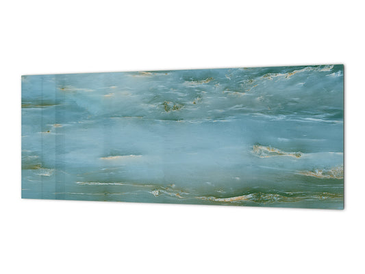 Contemporary glass kitchen panel - Wide format wall backsplash Marbles 2 Series: Water-like marble
