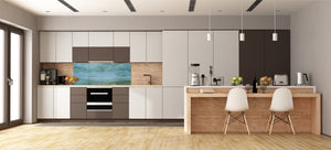 Contemporary glass kitchen panel - Wide format wall backsplash Marbles 2 Series: Water-like marble