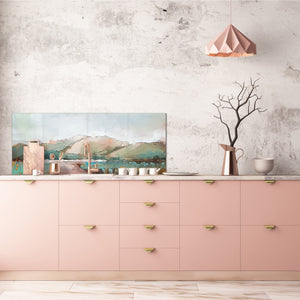 Toughened printed glass backsplash - Kitchen wall splashback will or without magnetic properties - Paintings Series: Delicate landscape