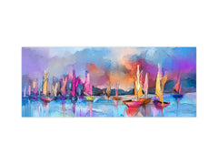 Toughened printed glass backsplash - Kitchen wall splashback will or without magnetic properties - Paintings Series: Impressionist seascape