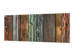 Wide format Wall panel - Design backsplash BBS21: Textures and tiles 2 Series: Rustic colourful wood