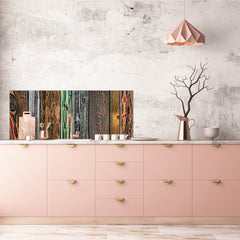 Wide format Wall panel - Design backsplash BBS21: Textures and tiles 2 Series: Rustic colourful wood